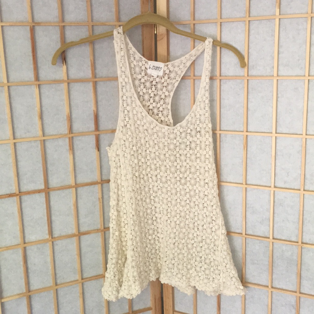 Floral Knit See-Through Flit-and-Flare Tank
